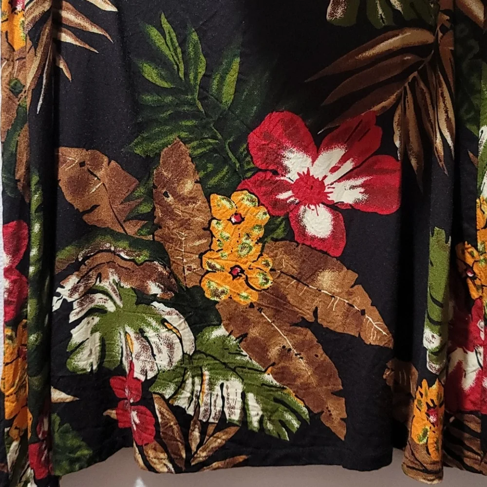 SERENDIPITY FLORAL MINI SKIRT BLACK TROPICAL PRINT BUTTON DOWN RAYON DRESS XL - Picture 7 of 10